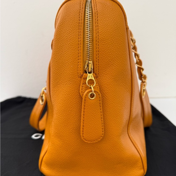 Authentic Chanel Orange Timeless Caviar Dome Zip Tote Shoulder Bag - Picture 10 of 16